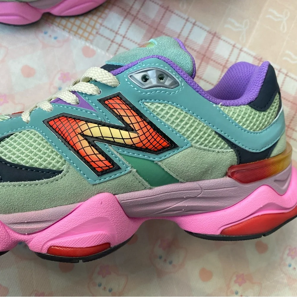 New Balance Sneakers - Mint, Purple & Pink Accents